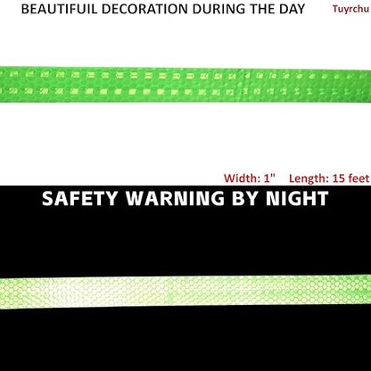 Green Reflective Tape Outdoor Waterproof 1 inch, High Visibility Warning Industrial Marking Tape, Safety Stickers (15 feet)