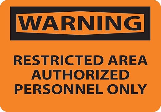 National Marker W10RB "Warning, Restricted Area Authorized Personnel Only" Sign, Rigid Plastic, 10" x 14"