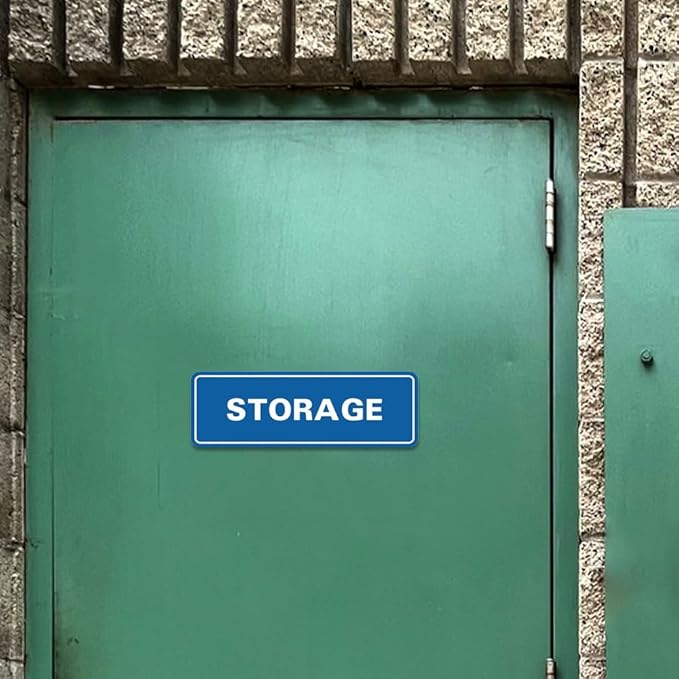 Standard STORAGE Door/Wall Sign - Blue/Gold - Small (5 Pack)