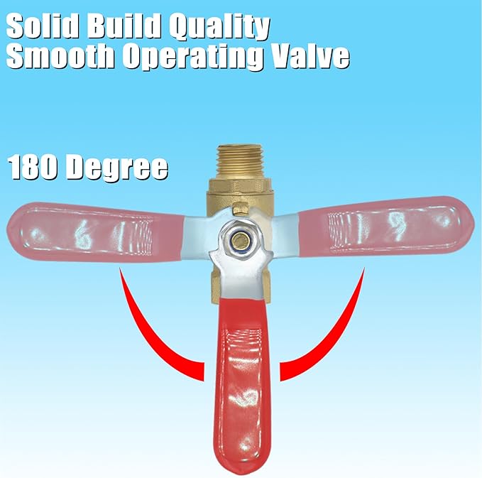 1/4 inch NPT Brass Ball Valve Kit Air Compressor Shut Off Valve With M-Stype Air Plug Fitting 1/4"NPT Male Thread 2 Part Unit