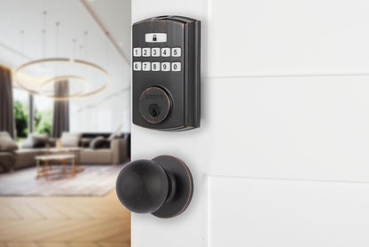 BRINKS Security Door Locks, High-Security Keyless Entry, Smart Electronic Door Lock with Deadbolt, Up to 50 Codes, Automatic Locking (Deadbolt & Passage Knob, Tuscan Bronze)