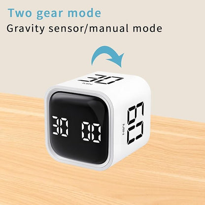 Pomodoro Timer, Cube Productivity Timer with Adjustable Sound and Vibration Alert, Ideal for Work, Office, ADHD, Study, and Tasks - 5/10/30/60 Minutes & Custom Countdown - White