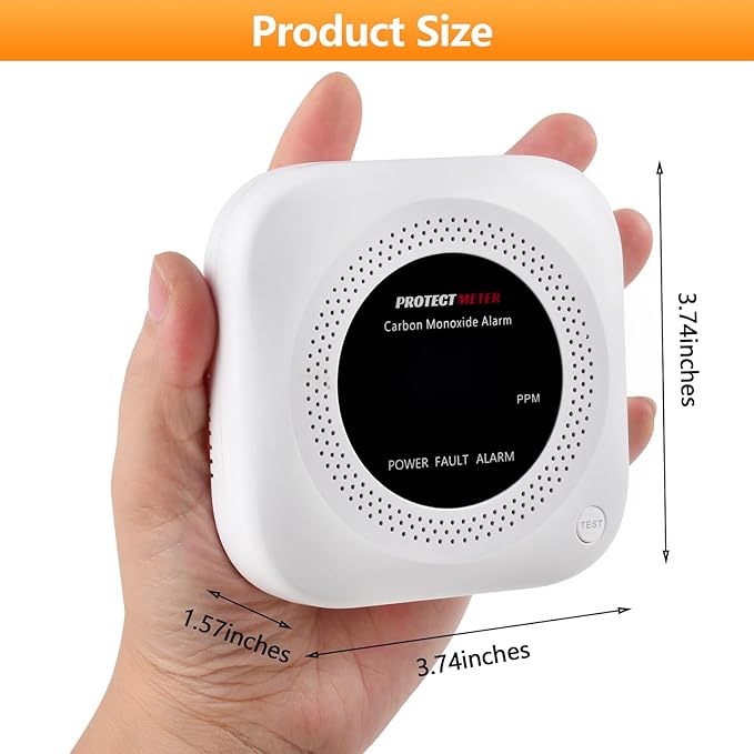 Carbon Monoxide Detectors, 2 Pack Protectmeter Portable Carbon Monoxide detectors Plug in Wall for Travel, Portable Carbon Monoxide Detector for Home/Hotel Room/RV with AC Socket with Digital LCD