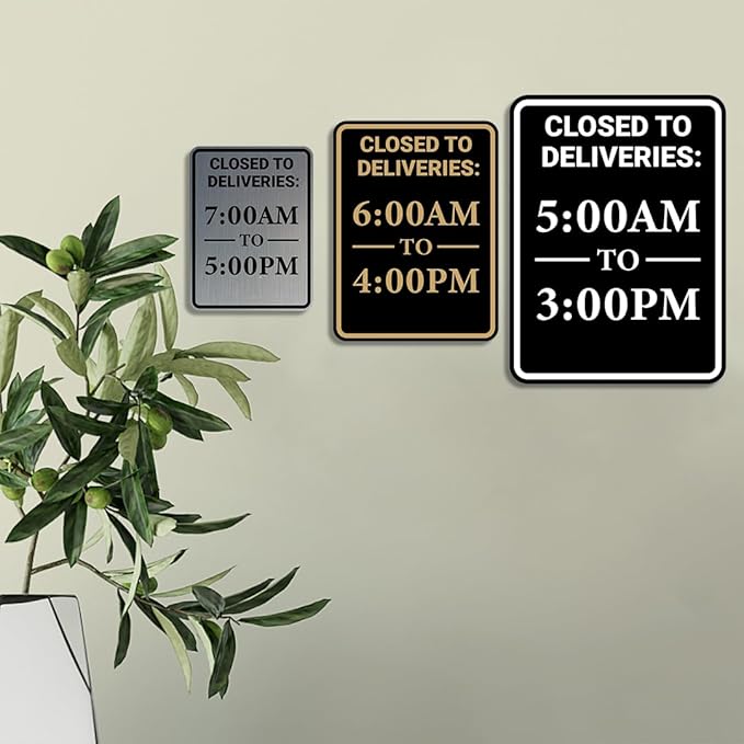 Portrait Round Closed To Deliveries: Custom Wall or Door Sign Easy Installation | Business and Office Decor | Customized Text