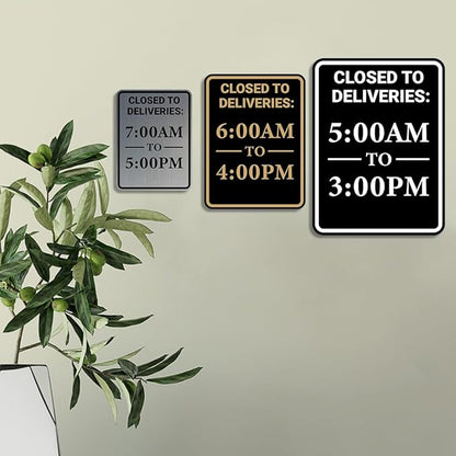 Portrait Round Closed To Deliveries: Custom Wall or Door Sign Easy Installation | Business and Office Decor | Customized Text
