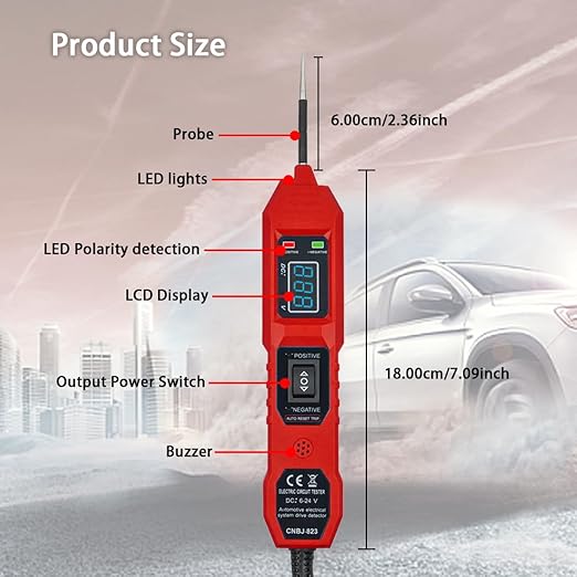 Car Circuit Tester,Multifunctional Component Activation Electrical Voltage Circuit Tester with LCD Display, 3.5-36V AC/DC Power Tester Digital Display Short Circuit Finder for Continuity Testing