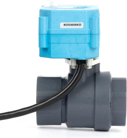 U.S. Solid 1” PVC Motorized Ball Valve - Plastic Electrical Ball Valve, 2 Wire Auto Return, AC 110~230V, Normally Closed