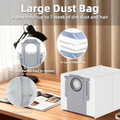 24Pcs Qrevo S Accessories Kit Replacement Compatible with Roborock Qrevo S/Qrevo Plus/Qrevo Pro Robot Vacuum, 2 Main Brush, 4 Mop Cloth Pads, 6 Side Brushes, 4 HEPA Filters,6 Dust Bag, 1 Cleaning Tool