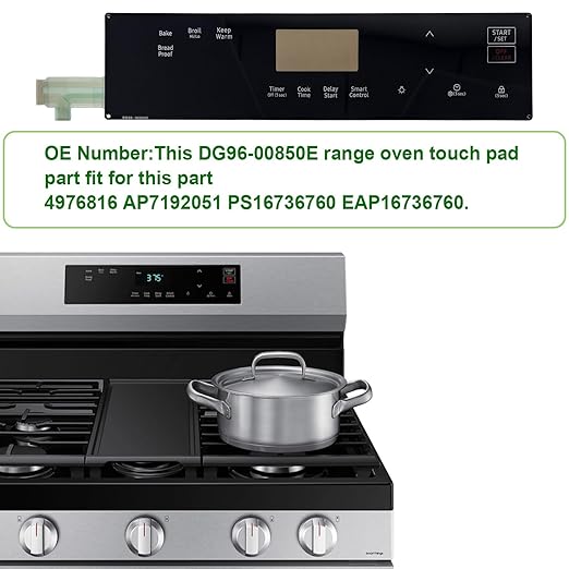 Upgraded DG96-00850E Range Membrane Switch Touchpad Control Panel Compatible with Samsung Gas Ranges Ovens,Replaces 4976816,AP7192051,PS16736760,EAP16736760 for NX60A6111SS,NX60A6111SS/AA-00