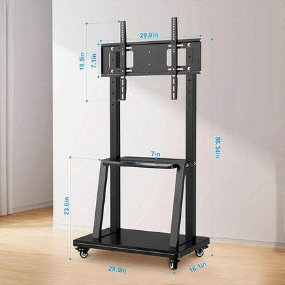 Smart Board Stand with Wheels,Height Adjustable Mobile Rolling Stand for Classroom & Office, Holds up to 300lbs, Whiteboard Portable Cart on Wheels (for 43-65 Inch Smart Board)