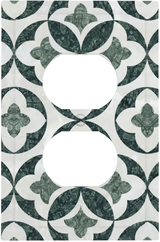 Green Luxury Modern Cubic Marble Cubic Marble Duplex Outlet Decorative Light Switch Covers Electrical Faceplate Switch Plates for Bathroom Kitchen Home