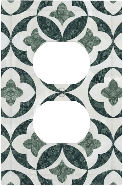 Green Luxury Modern Cubic Marble Cubic Marble Duplex Outlet Decorative Light Switch Covers Electrical Faceplate Switch Plates for Bathroom Kitchen Home