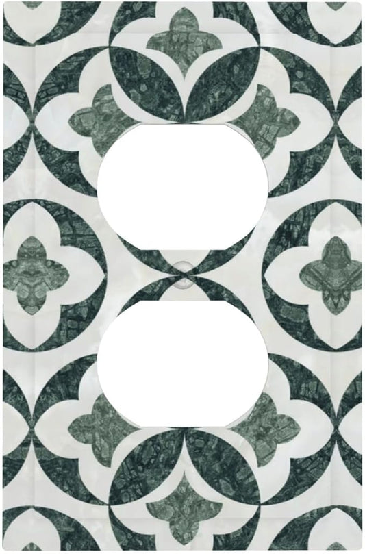 Green Luxury Modern Cubic Marble Cubic Marble Duplex Outlet Decorative Light Switch Covers Electrical Faceplate Switch Plates for Bathroom Kitchen Home