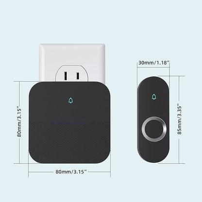 AIDA Lighted Wireless Doorbell for Home, Waterproof Battery Doorbell 1,000ft Range, 5 Volume Levels with 58 Doorbell Chimes & LED Flash (Black, Doorbell with 2 transmitters & 1 Receiver)