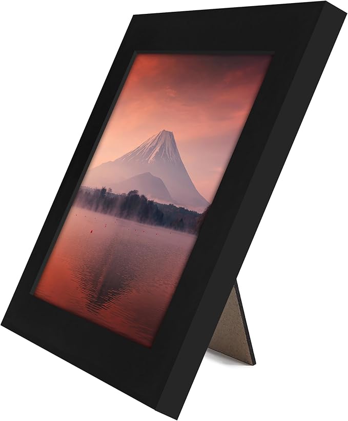 Americanflat 6x6 Picture Frame with Shatter-Resistant Glass - Signature Collection - Gallery Style Frames Made of Engineered Wood - Square Frame for Tabletop and Wall Display - Black