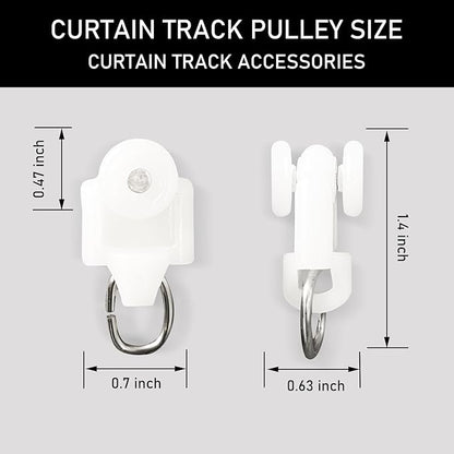 Curtain Tracks Ceiling Wall Mounted Heavy-Duty Curtains Rails Room Divider Curtain Track for Living Room Bedroom Room Shower Divider Special Pulley White 20PCS
