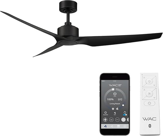 WAC F-056-MB Stella 60" Outdoor Ceiling Fan with Remote Control, Matte Black