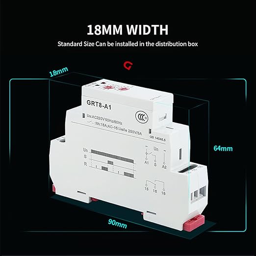 GEYA Delay On Single Function Time Relay 1 Output 16A Electronic Adjustable Power ON Timer Delay Relay Rail Modular(GRT8 A1,AC230V)