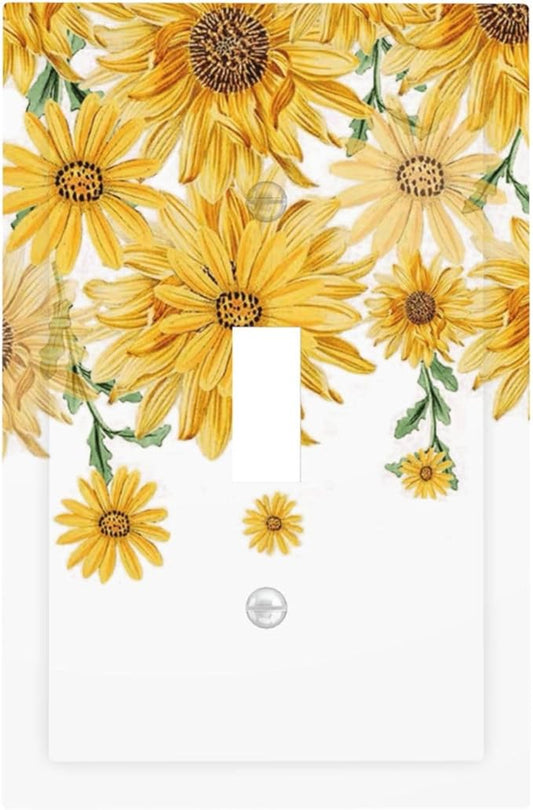 Sunflower Yellow Flowers Floral Decorative Light Switch Cover 1 Gang Single Toggle Device Electrical Faceplate Switchplates Decorator Outlet Wall Plate for Bed Room Living Room Decor