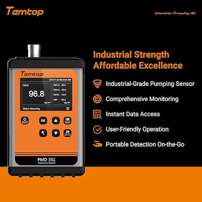 Temtop Particle Counter Aerosol Dust Monitor Professional Cleanroom Tester Laser Air Detector AQI Data Logger PM1.0 PM2.5 PM4.0 PM10 TSP PMD 351