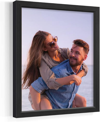 Renditions Gallery Set of 12, 8X10 Custom Photo Prints with Real Wood Picture Frames. Create Personalized Photos with Peel & Stick Photo Frames. Black Frame