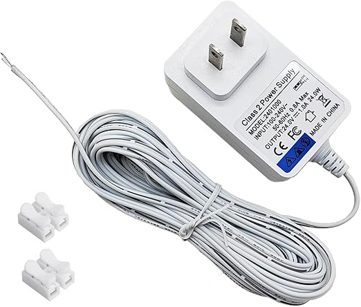 18V DC Video Doorbell Power Adapter, Power Supply Transformer for Ring, Nest, Eufy, Wyze, Arlo, 19.6 ft Cable, White