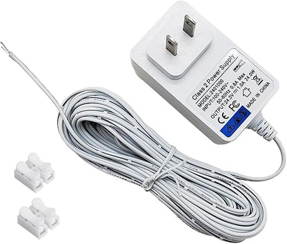 18V DC Video Doorbell Power Adapter, Power Supply Transformer for Ring, Nest, Eufy, Wyze, Arlo, 19.6 ft Cable, White
