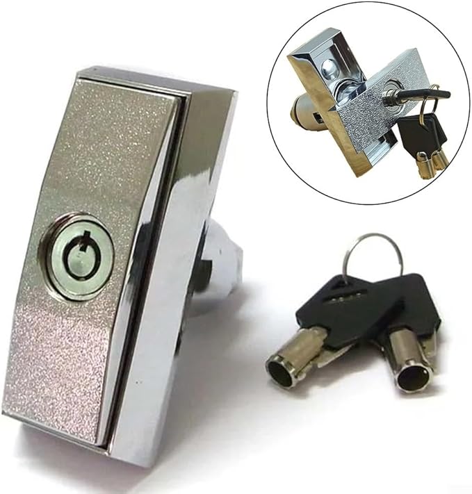 Zinc Alloy T-type Lock, Vending Machine Lock, T-Type Water Vending Machine Lock with Key for Arcade Snack Car Wash Machines