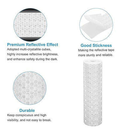 PATIKIL 6 Inch x 10 ft Reflective Tape, 1 Roll Waterproof Self Adhesive High Visibility Caution Warning Safety Tape Reflector with Scraper for Trucks Trailers Cars, White