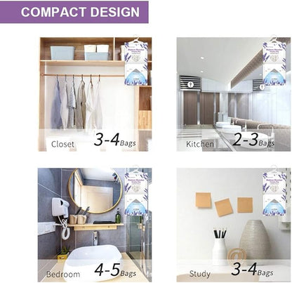CANAGER Hanging Moisture Absorber, Lavender Vanilla Moistureproof Hanging Bag，Dehumidifier Bag (8 packs) Hanging Closet Dehumidifier Bags, Moisture Absorb 12.5 oz