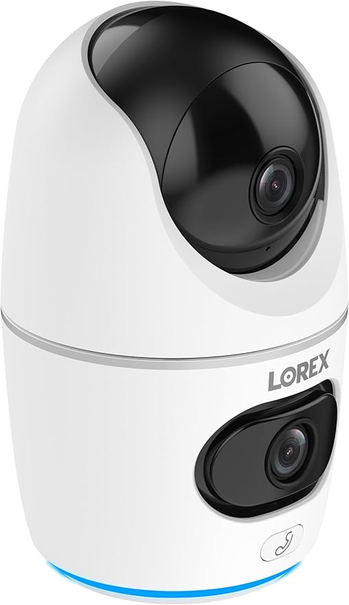 Lorex 2K Dual Lens Indoor Wi-Fi Security Camera | Auto-Tracking | 360° Pan-Tilt | Person & Pet Detection | IR Night Vision | 2-Way Talk | Cloud & 32GB Local Storage