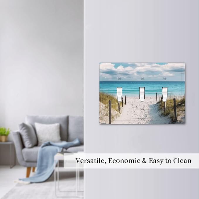 Decorative Light Switch Cover Plate Coastal Beach Ocean Seaside View 3 Gang Wall Plates for Electrical Outlets Triple Toggle Switch Plate Covers Outlet Covers Faceplate for Bedroom Home Decor