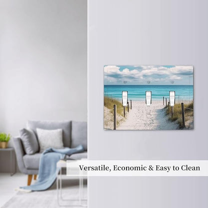 Decorative Light Switch Cover Plate Coastal Beach Ocean Seaside View 3 Gang Wall Plates for Electrical Outlets Triple Toggle Switch Plate Covers Outlet Covers Faceplate for Bedroom Home Decor