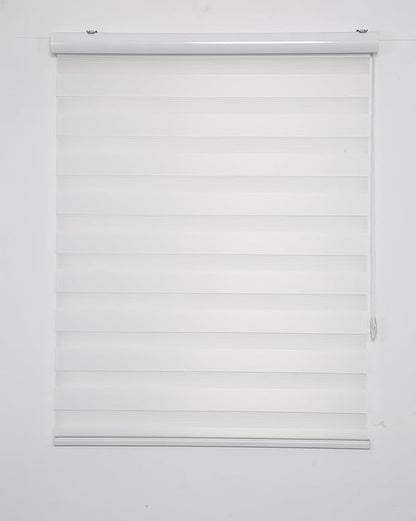 Shadesu Custom Size Zebra Blinds for Windows, 97" W x 72 H, White, Dual Layer Free-Stop Zebra Shades, Light Control for Day and Night, Sheer Blinds for Indoor Windows, Bedroom, Kitchen
