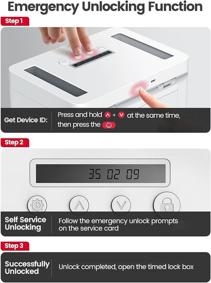 Vaydeer Metal Time Lock Box, Phone Locked box with Timer, Locking Safe Storage, Self-Control Locker with USB C Charge, Child Lock, Smart Timed Release Jail for Phone/Remote/Medicine/Snack