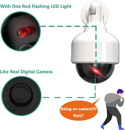 WALI Dummy Fake Security Dome Camera with 1 Flashing Red LED Light and Security Alert Sticker Decal, Indoor Outdoor Use (DOW-1), White