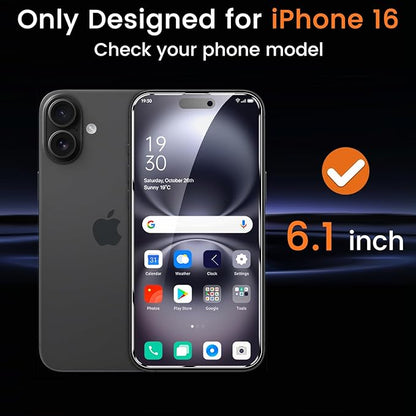 4+4 Pack Privacy Screen Protector for iPhone 16 6.1-Inch with 4 Pack Camera Lens Protector, Anti Spy Tempered Glass Film 9H Hardness Case Friendly