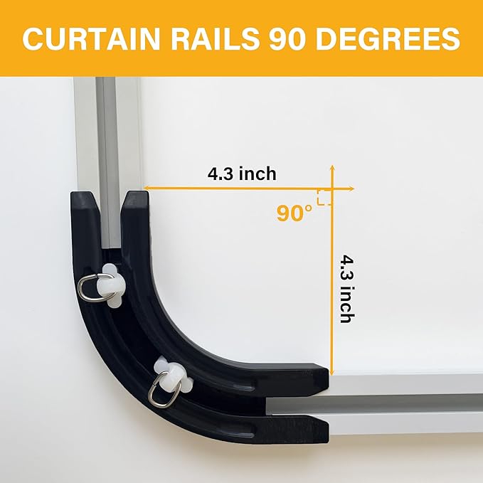 90 Curved Connectors for Ceiling Curtain Track, Black 2 PCS
