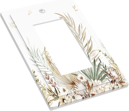 Decorative Outlet Covers Boho Leaves Watercolor Tan Leaf Floral Plant 1 Gang Single Rocker Light Switch Cover Plate Wall Plates GFCI Faceplate for Bedroom Home Decor