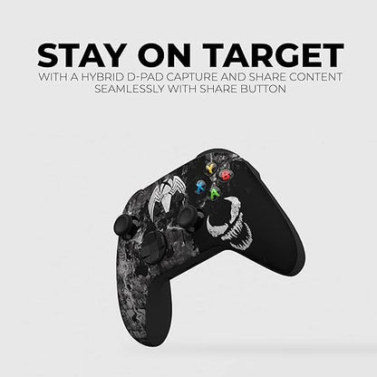 DreamController Vennom Custom X-box Controller Wireless compatible with X-box One/Series X/S Proudly Customized in USA with Permanent HYDRO-DIP Printing (NOT JUST A SKIN)