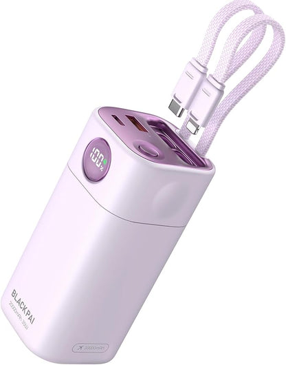 Portable Power Bank 20,000mAh, PD 35W Portable Charger Super Fast Charging with 2 Built-in Cables, USB-C Digital Display Battery Pack for iPhone Air 17/16/15/14/13, Portable Travel Charger