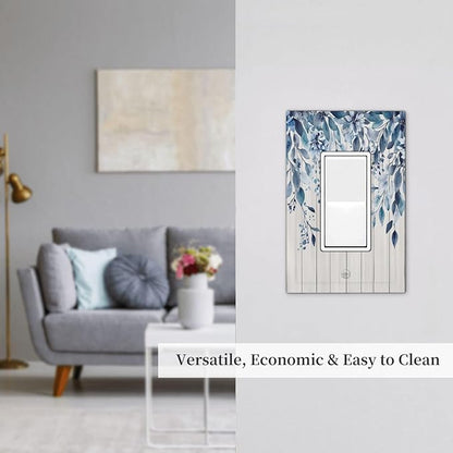 Eucalyptus Rustic Watercolor Plant Decorative Outlet Covers 1 Gang Single Rocker Light Switch Cover Plate Wall Plates Gfci Faceplate For Farmhouse Home Decor
