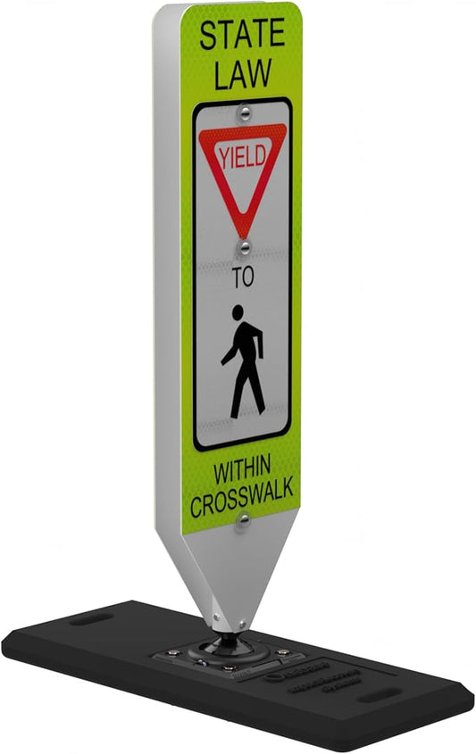 Impact Recovery - In-Street Pedestrian Crossing Signs - Street Sign - Road Safety Yield Sign with Portable Base