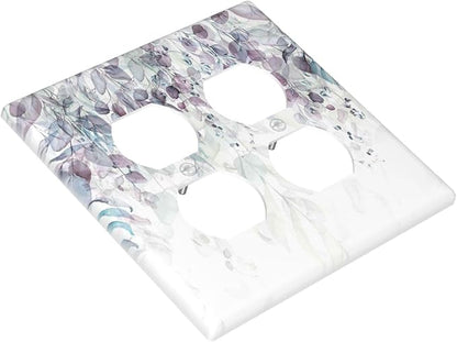 Hazy Leaves Ivy Nature Plants Eucalyptus Leave Outlet Covers 2 Gang Double Duplex Decorative Light Switch Covers Electrical Wallplates Socket Faceplate for Bedroom Home Decor