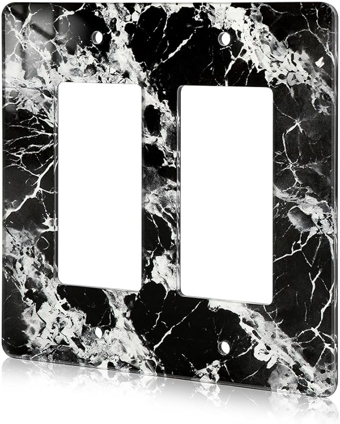 Black White Marble Pattern Acrylic Wall Plate Cover Switch Plate Covers Cover Light Switch Cover Switch Cover Decorative Electrical Outlet Cover Plates Outlet Covers Switch Cover 2 Gang