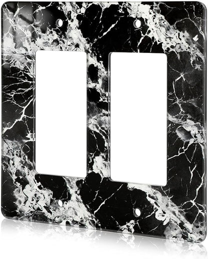 Black White Marble Pattern Acrylic Wall Plate Cover Switch Plate Covers Cover Light Switch Cover Switch Cover Decorative Electrical Outlet Cover Plates Outlet Covers Switch Cover 2 Gang