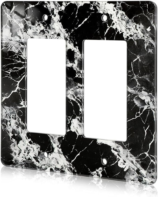 Black White Marble Pattern Acrylic Wall Plate Cover Switch Plate Covers Cover Light Switch Cover Switch Cover Decorative Electrical Outlet Cover Plates Outlet Covers Switch Cover 2 Gang