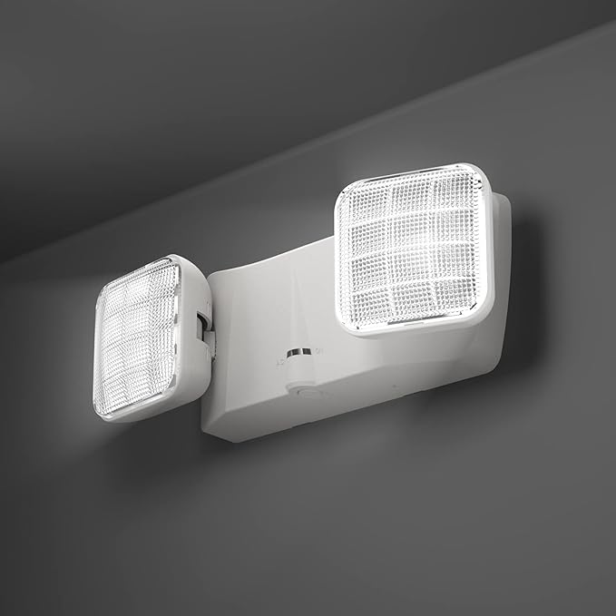 SPECTSUN 4 Packs LED Emergency Lights with Battery Backup, Two Head Adjustable Commercial Emergency Lights, UL Listed, AC 120/277V, Hardwired Emergency Exit Light Fixtures for Business/Home.