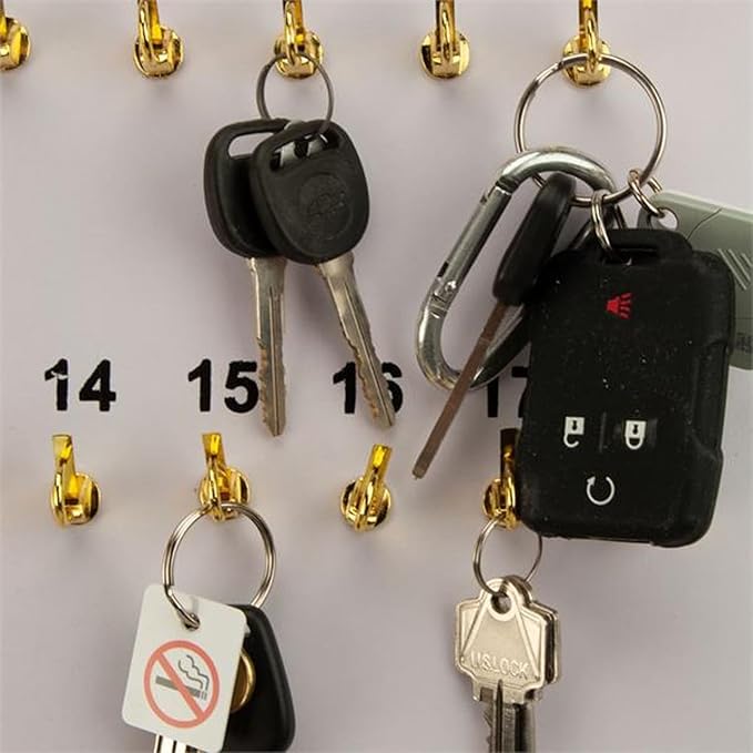 Masonite Key Holder Wall Mount with 55 Spring-Lock Hooks 18-1/2" × 29-5/8" – Wall Mounted Key Organizer Board with Metal Trim and Handle – Dealership, Office, Garage Key Rack Cabinet - Pack of 2