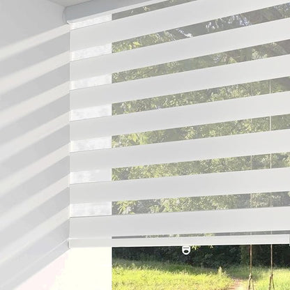 ShadesU Cordless Zebra Blinds for Windows, 62" W x 72" H, White, Dual Layer Free-Stop Zebra Shades, Light Control for Day and Night, Sheer Blinds for Indoor Windows, Bedroom, Kitchen